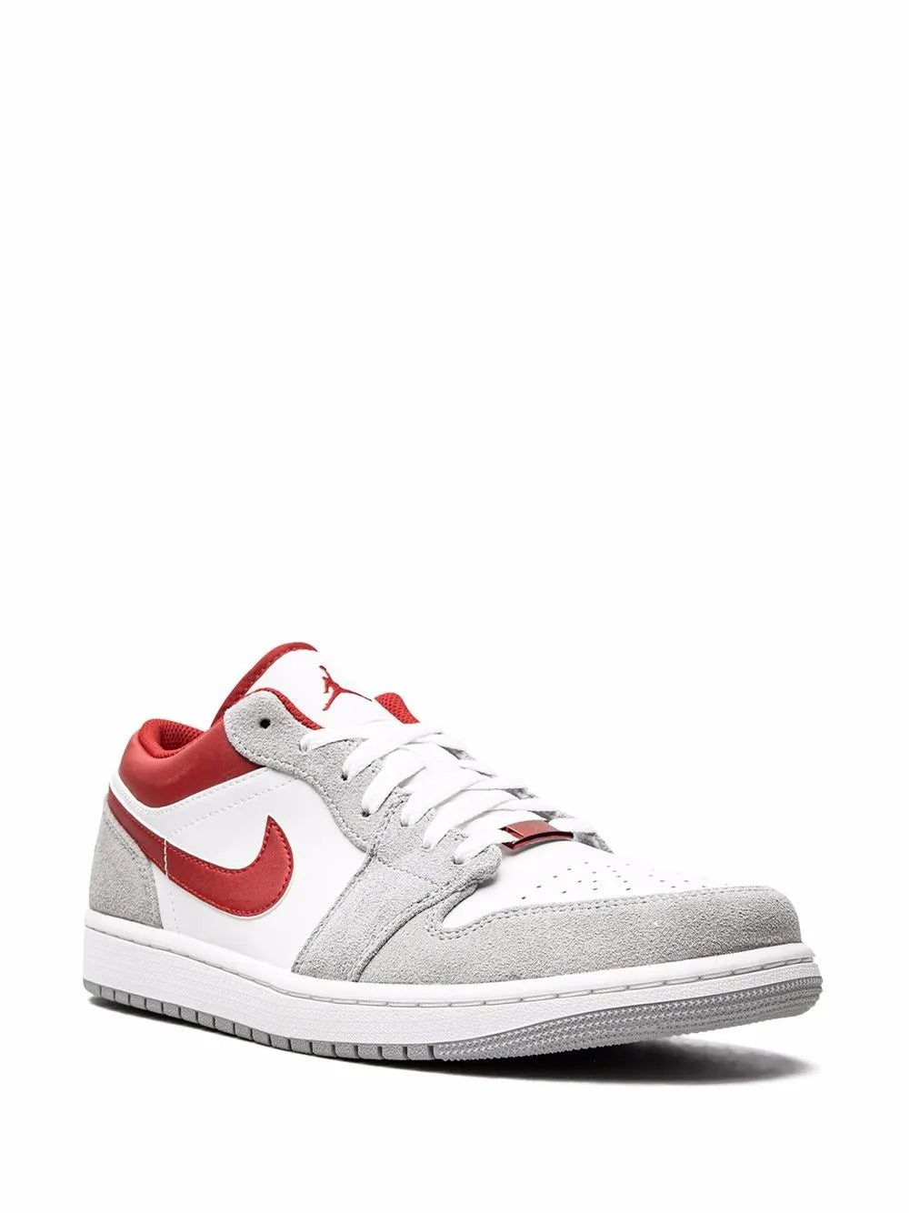 Air Jordan 1 Low Se White/Grey/Red Sneakers — Smoke Grey/Gym Red — Size US M 10.5 - US W 12 — Side View