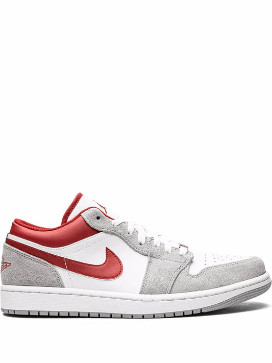 Air Jordan 1 Low Se White/Grey/Red Sneakers — Smoke Grey/Gym Red — Size US M 10.5 - US W 12 — Front View