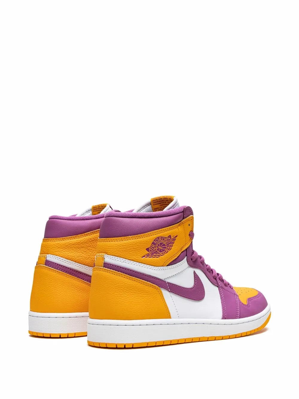 Air Jordan 1 High Og Brotherhood Sneakers — Purple/Yellow/White — Size US M 6.5 - US W 8 — Back View