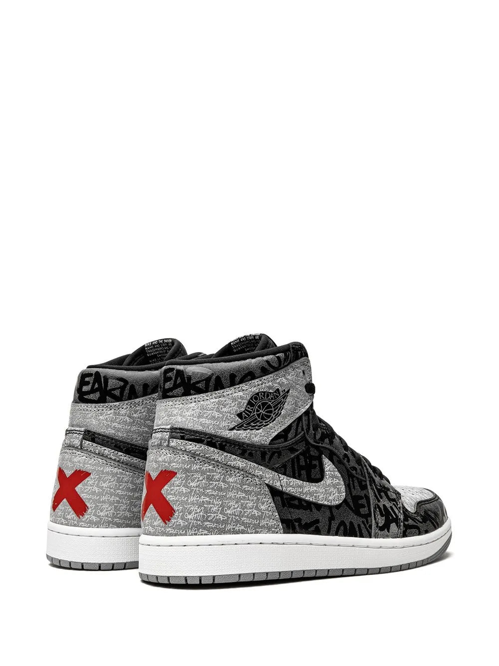 Air Jordan 1 High Rebellionaire Sneakers — Black/Grey/White — Size US M 8.5 - US W 10 — Back View
