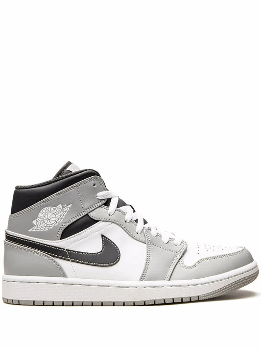 Air Jordan 1 Mid Light Smoke Grey 2.0 Sneakers — Light Smoke Grey/White/Anthracite — Size US M 11.5 - US W 13 — Front View