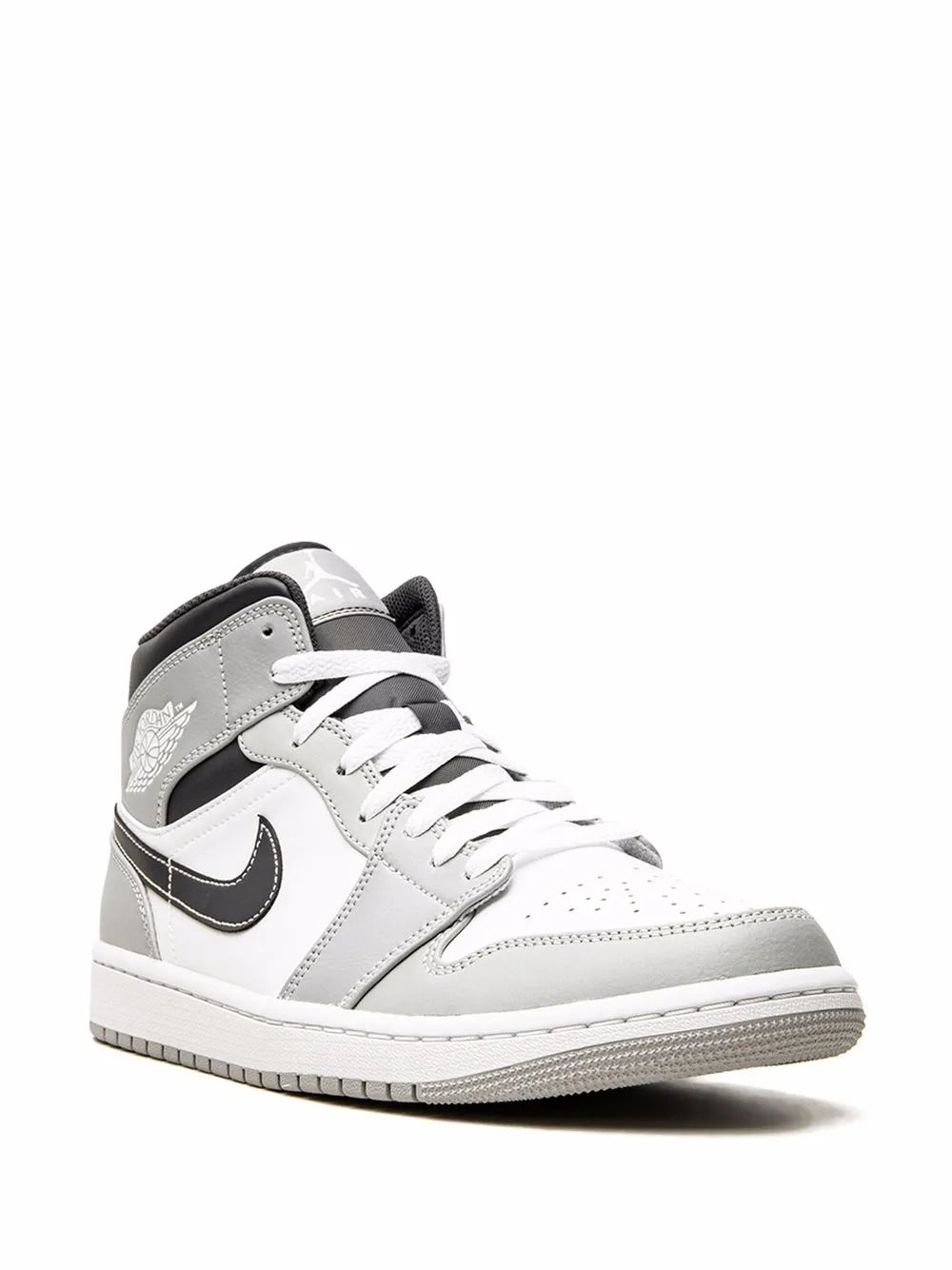 Air Jordan 1 Mid Light Smoke Grey 2.0 Sneakers — Light Smoke Grey/White/Anthracite — Size US M 11.5 - US W 13 — Side View
