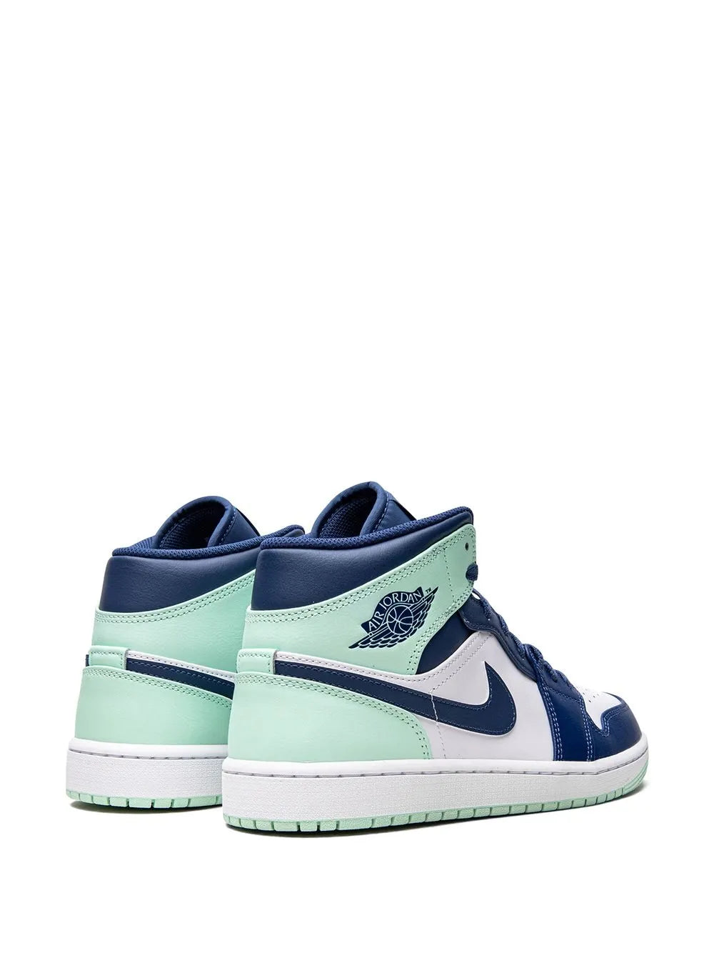 Air Jordan 1 Mid Blue Mint Sneakers — Blue/Green/White — Size US M 11.5 - US W 13 — Back View