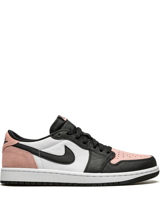 Air Jordan 1 Low Bleached Coral Sneakers — Black/Pink/White — Size US M 11.5 - US W 13 — Front View