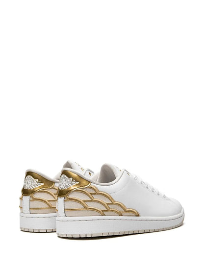 Air Jordan 1 Centre Court White/Metallic Gold/Light Ore Sneakers — Same as shown — Size US M 6.5 - US W 8 — Back View