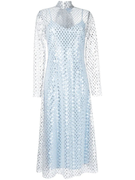 Macgraw Perception Sequin Embellished Long Dress — Blue — Size XS — Front View