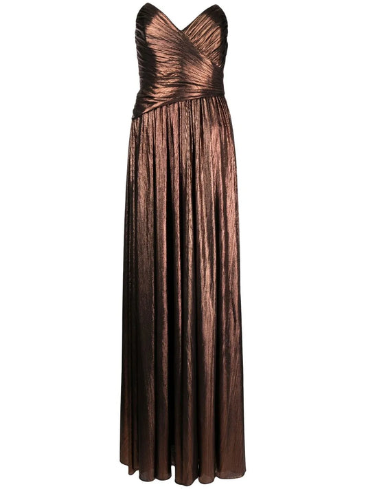 Retrofete Waldorf Floor Length Dress — Brown — Size XS — Front View