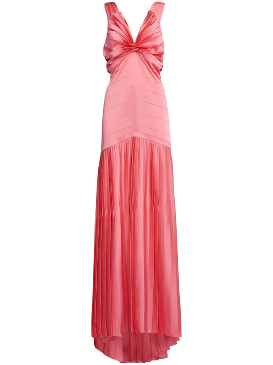 Marni Gathered Pleated Gown — Red — Size XS — Front View