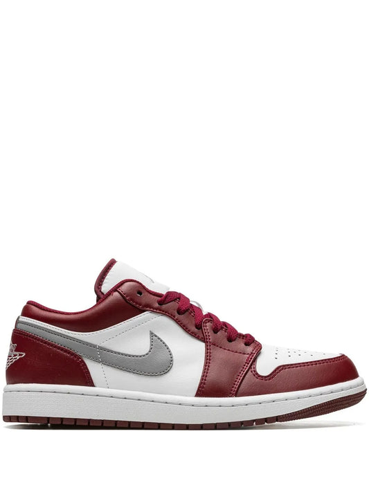 Air Jordan 1 Low Bordeaux Sneakers — Bordeaux Red/White/Grey — Size US M 11.5 - US W 13 — Front View