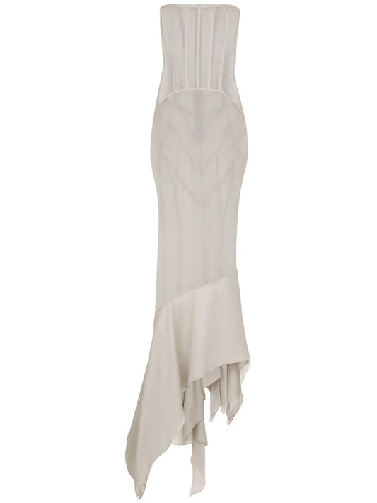 Dolce Gabbana Kim Dolcegabbana Draped Silk Dress — Grey — Size XS — Front View