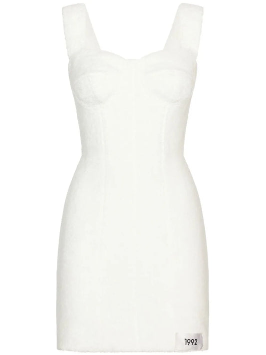 Dolce Gabbana Kim Dolcegabbana Terrycloth Minidress — White — Size XS — Front View