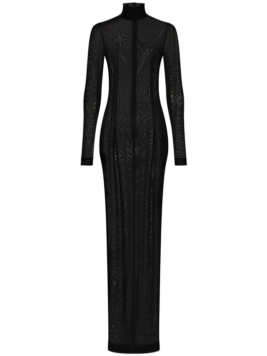 Dolce Gabbana Kim Dolcegabbana Tulle Maxi Dress — Black — Size XS — Front View