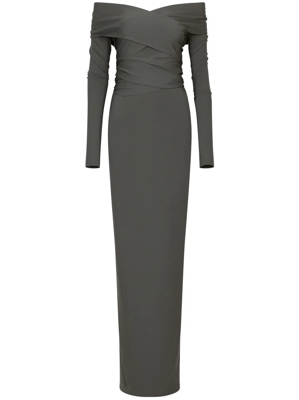 Dolce Gabbana Kim Dolcegabbana Milano Rib Maxi Dress — Grey — Size S — Front View