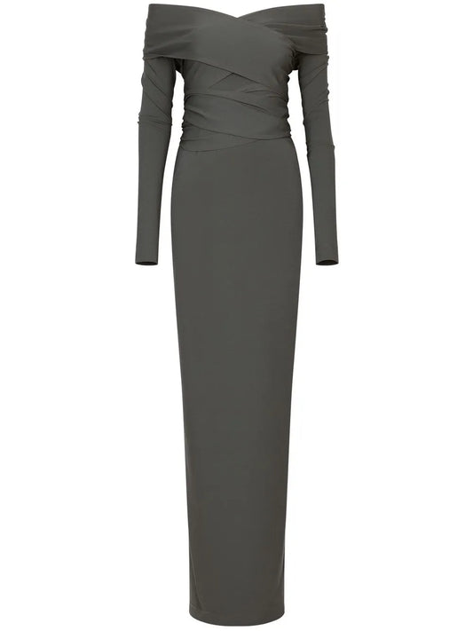 Dolce Gabbana Kim Dolcegabbana Milano Rib Maxi Dress — Grey — Size S — Front View