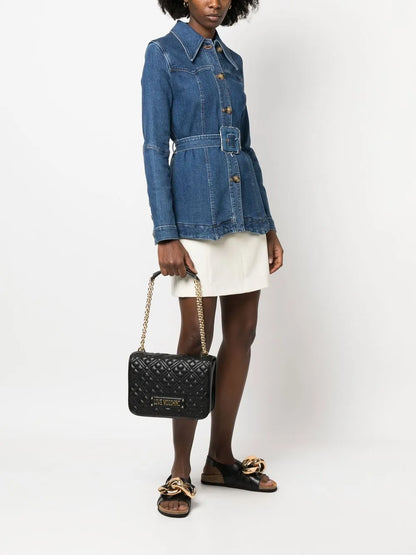Love Moschino Logo Plaque Quilted Shoulder Bag — Same as shown — Size One Size — Side View