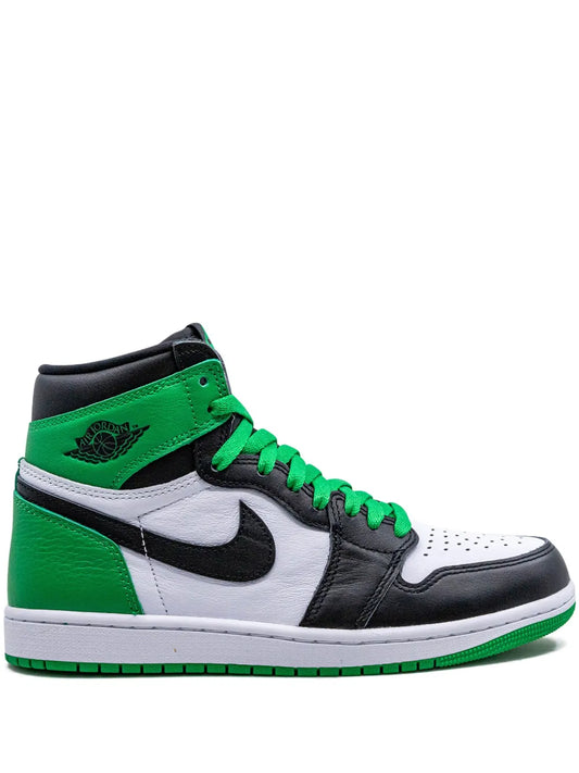 Air Jordan 1 High Lucky Green Sneakers — Bright Green/Black/White — Size US M 6.5 - US W 8 — Front View