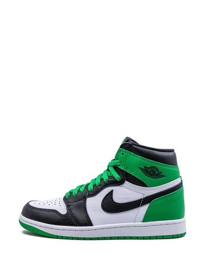 Air Jordan 1 High Lucky Green Sneakers — Bright Green/Black/White — Size US M 6.5 - US W 8 — Detail View