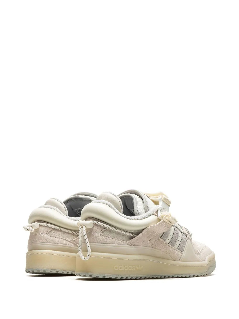 adidas X Bad Bunny Forum Low White Sneakers — Cream White/Light Grey — Size US M 8 - US W 9.5 — Back View