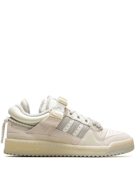 adidas X Bad Bunny Forum Low White Sneakers — Cream White/Light Grey — Size US M 8 - US W 9.5 — Front View