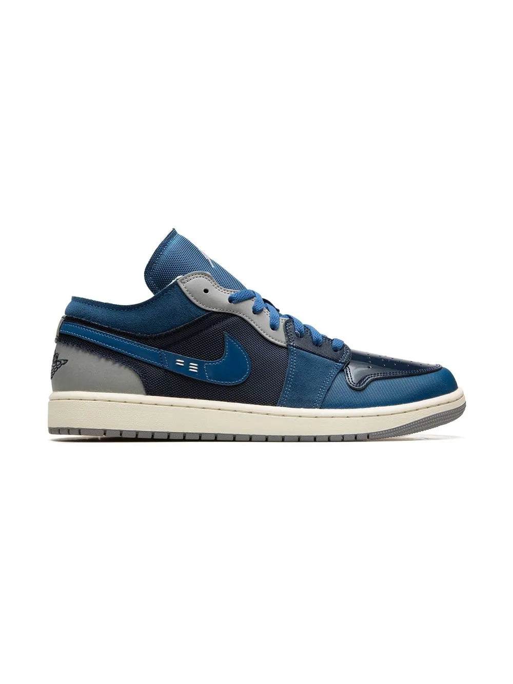 Air Jordan 1 Low Craft Obsidian Sneakers — Blue/Grey — Size US M 9.5 - US W 11 — Side View