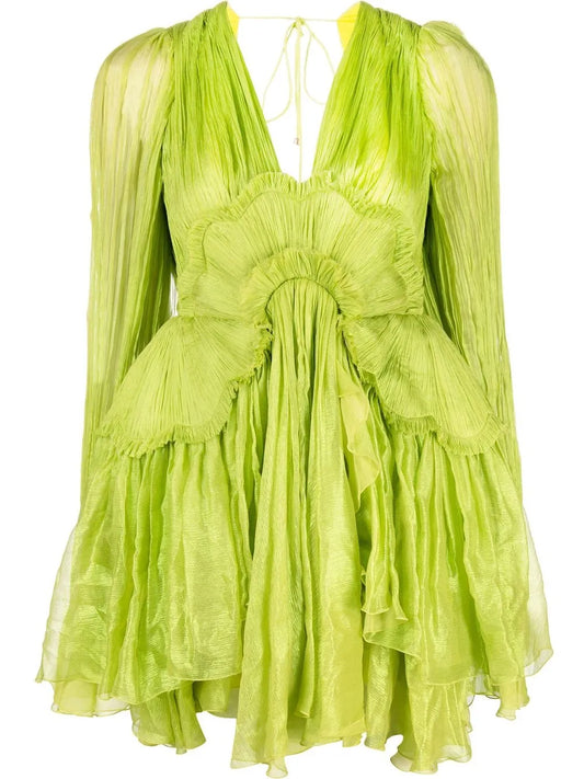 Maria Lucia Hohan Alara Ruffled Minidress — Red — Size S — Front View