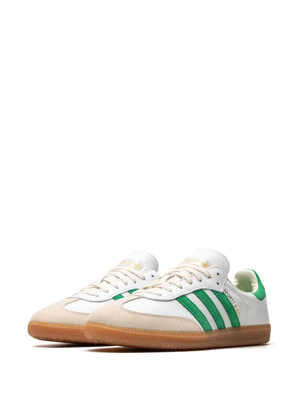 adidas X Sporty & Rich Samba Low-Top Sneakers — White/Green — Size US M 9 - US W 10.5 — Detail View