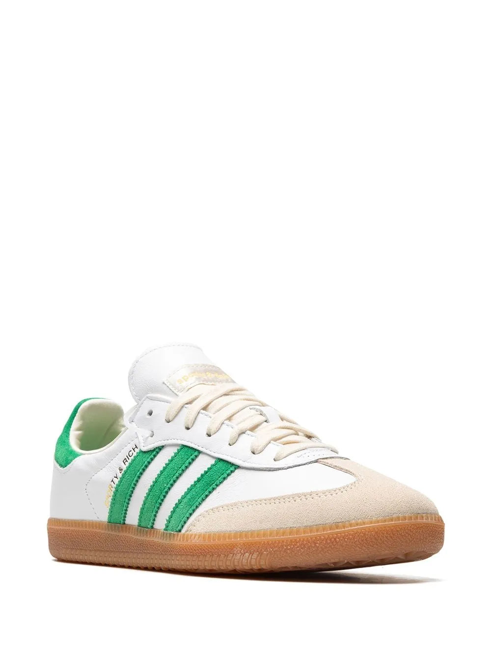 adidas X Sporty & Rich Samba Low-Top Sneakers — White/Green — Size US M 9 - US W 10.5 — Side View