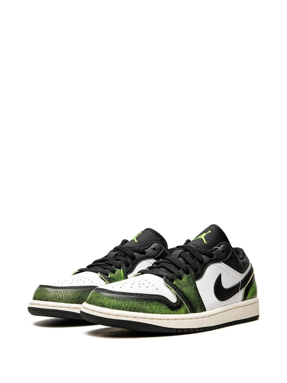 Air Jordan 1 Lose Wear Away - Electric Green Sneakers — Black/White/Light Green — Size US M 11.5 - US W 13 — Detail View