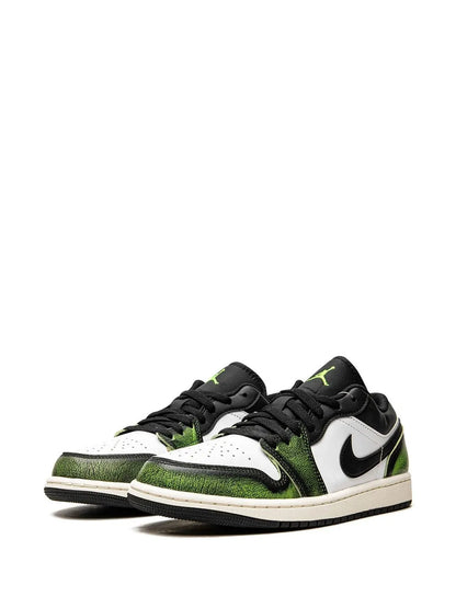 Air Jordan 1 Lose Wear Away - Electric Green Sneakers — Black/White/Light Green — Size US M 11.5 - US W 13 — Detail View