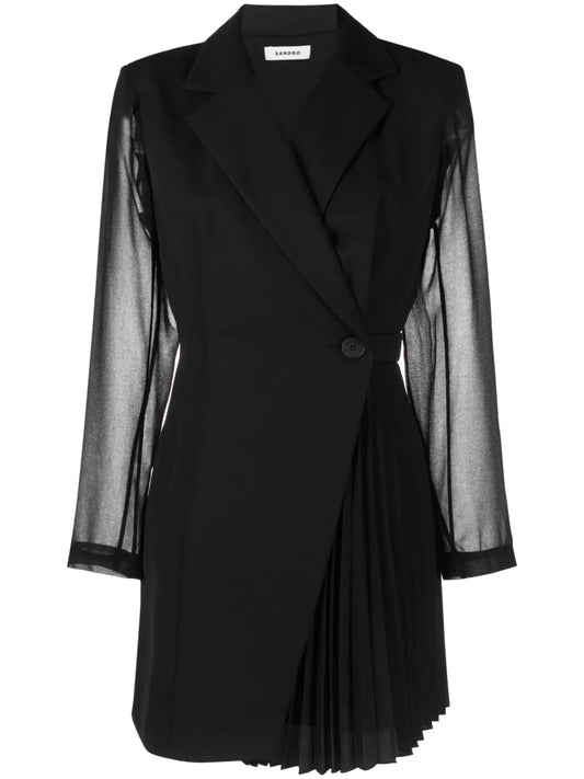 Sandro Panelled Blazer Dress — Black/ Red — Size XS — Front View