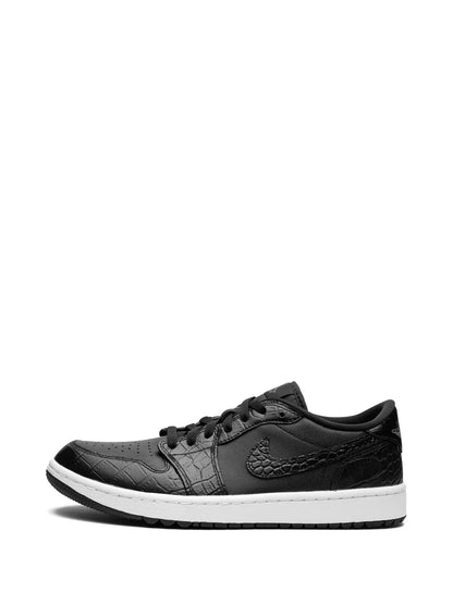 Air Jordan 1 Golf Low Black Croc Sneakers — Black/White — Size US M 6.5 - US W 8 — Top View