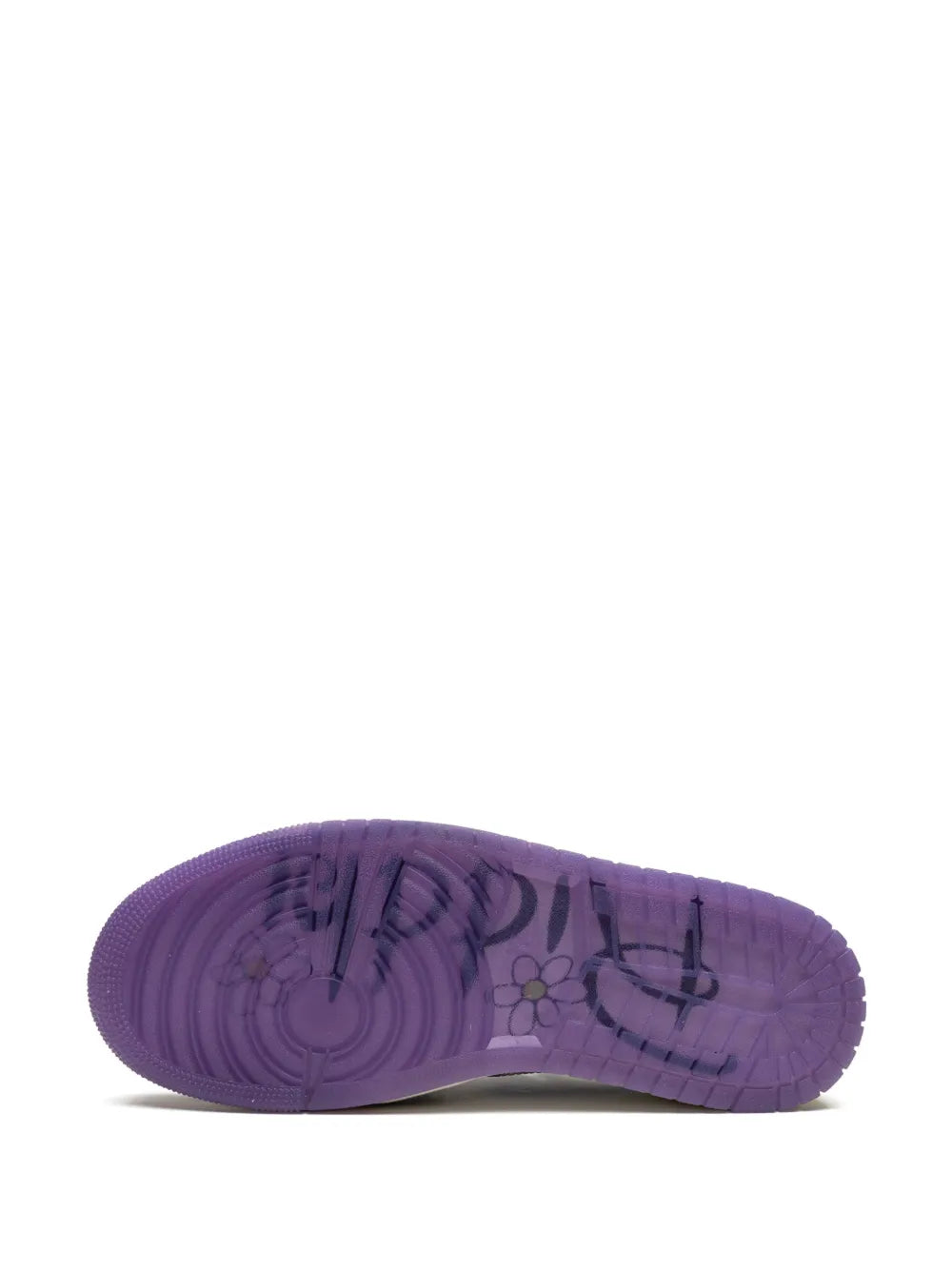 Air Jordan 1 Low Og Doernbecher 2023 Sneakers — Green/Purple/White — Size US M 10.5 - US W 12 — Top View