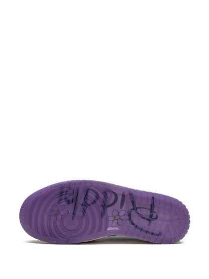 Air Jordan 1 Low Og Doernbecher 2023 Sneakers — Green/Purple/White — Size US M 10.5 - US W 12 — Top View