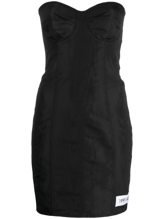 Dolce Gabbana Moire Faille Strapless Minidress — Black — Size XS — Front View