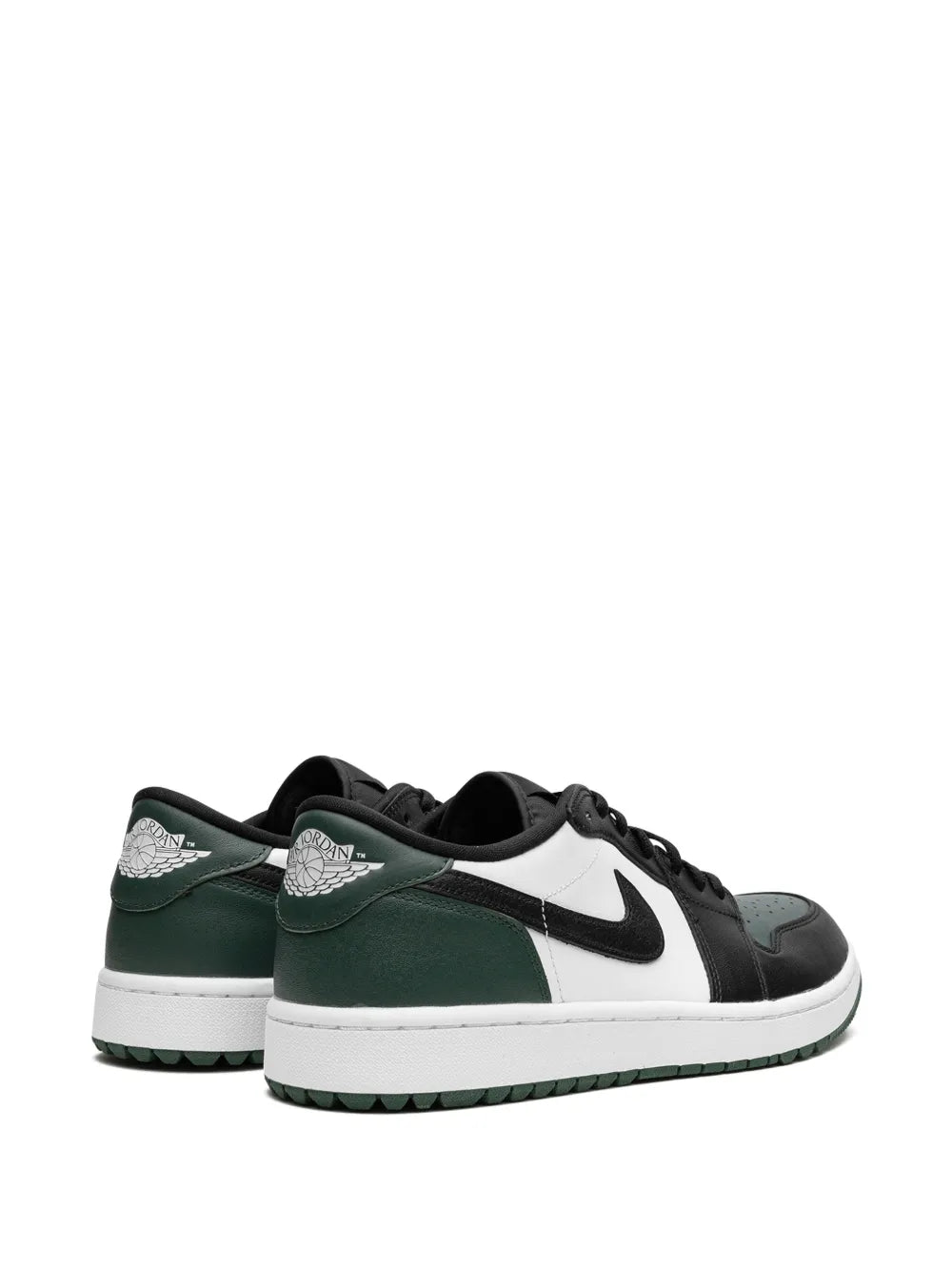 Air Jordan 1 Low G White/Black/Noble Green/Pollen Sneakers — Black/Dark Green/White — Size US M 9.5 - US W 11 — Back View