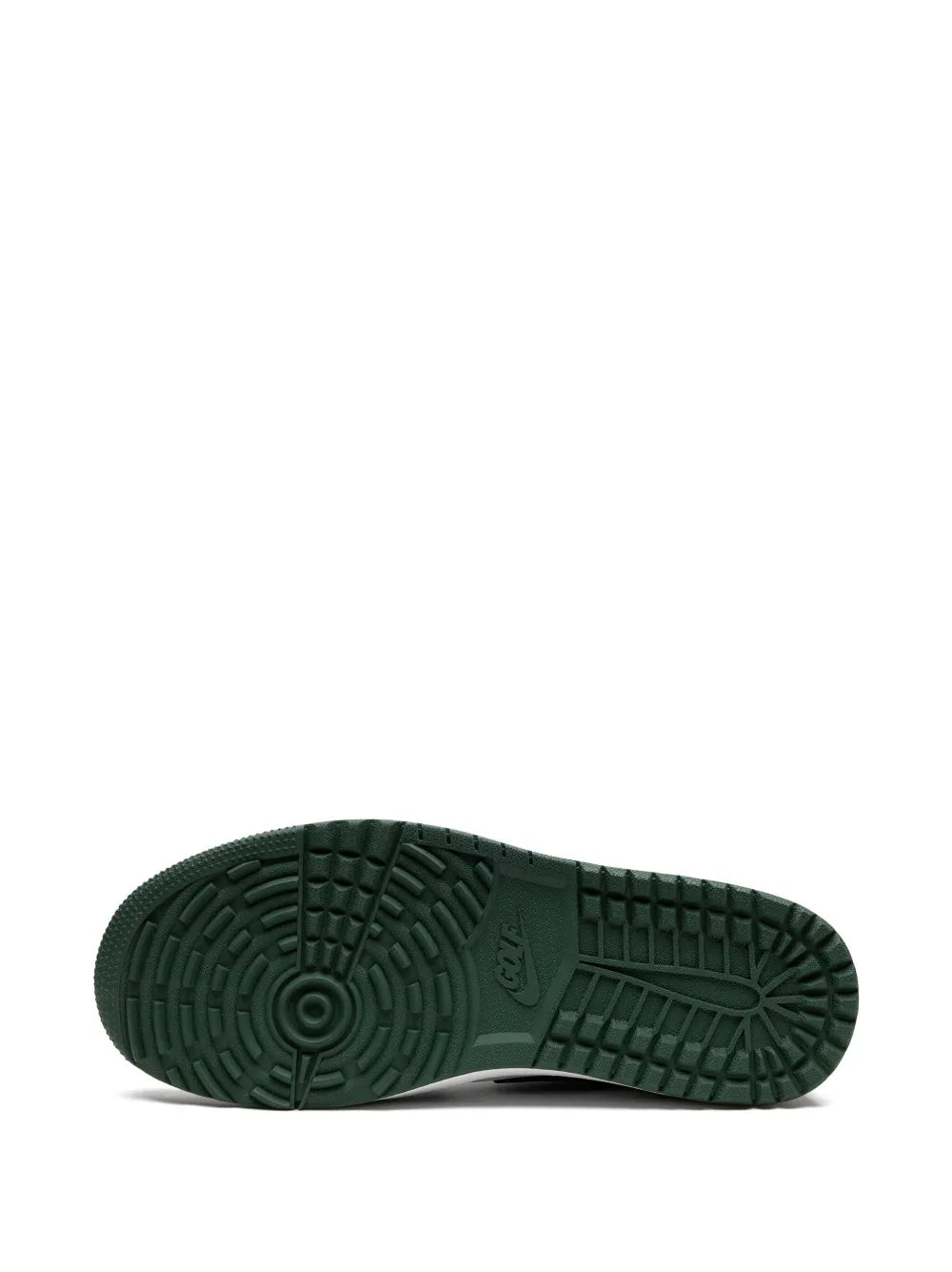 Air Jordan 1 Low G White/Black/Noble Green/Pollen Sneakers — Black/Dark Green/White — Size US M 9.5 - US W 11 — Top View