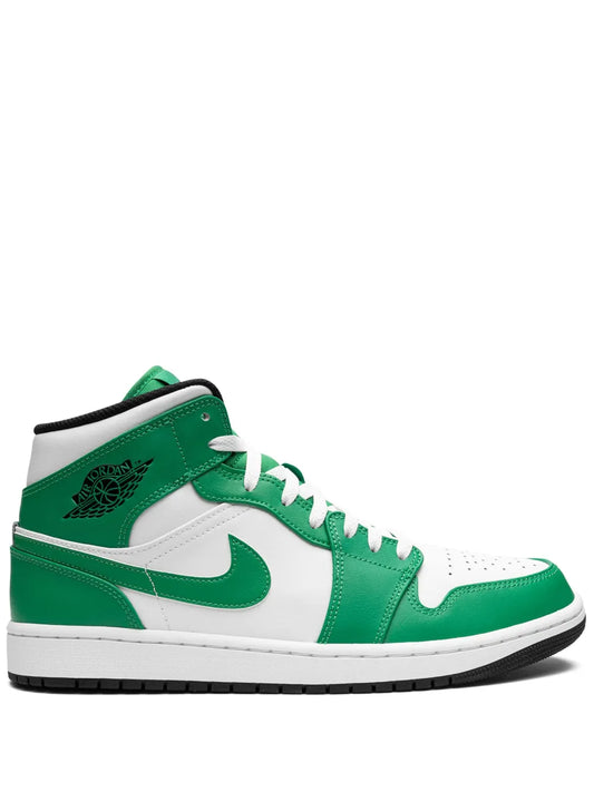 Air Jordan 1 Mid Lucky Green Sneakers — Lucky Green/White/Black — Size US M 11.5 - US W 13 — Front View