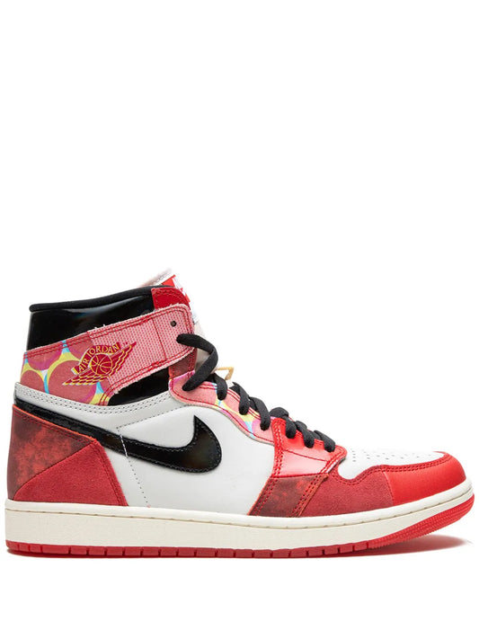 Air Jordan 1 High Og Spider-Man Across The Spider-Verse Sneakers — White/Black/Red — Size US M 6.5 - US W 8 — Front View