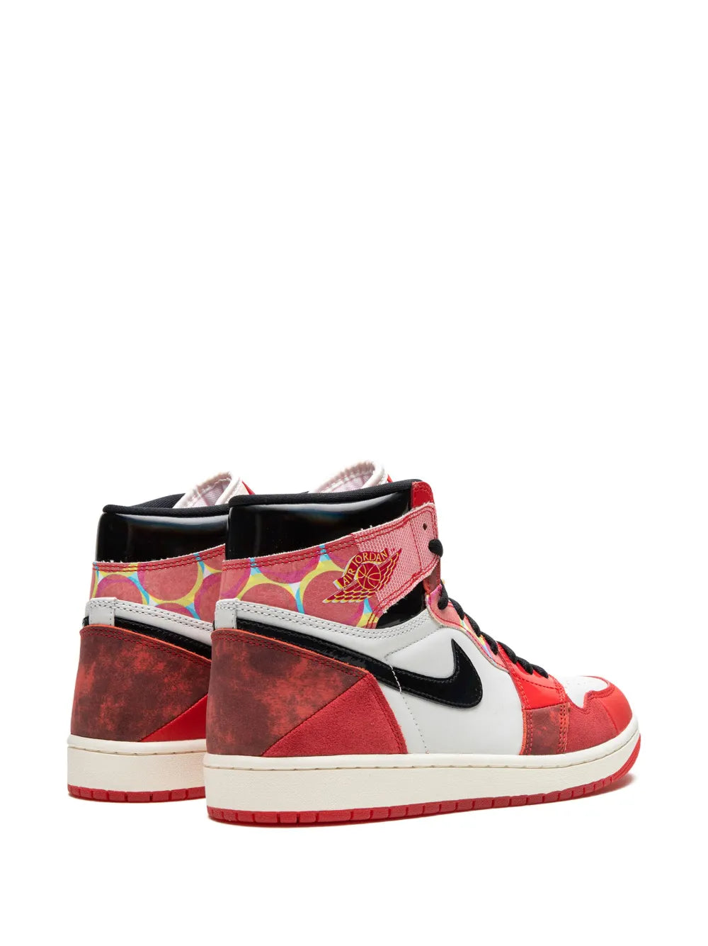 Air Jordan 1 High Og Spider-Man Across The Spider-Verse Sneakers — White/Black/Red — Size US M 6.5 - US W 8 — Back View