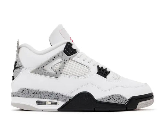 Air Jordan 4 Retro OG White Cement — Summit White/Fire Red/Tech Grey/Black — Size US M 3.5 - US W 5 — Front View