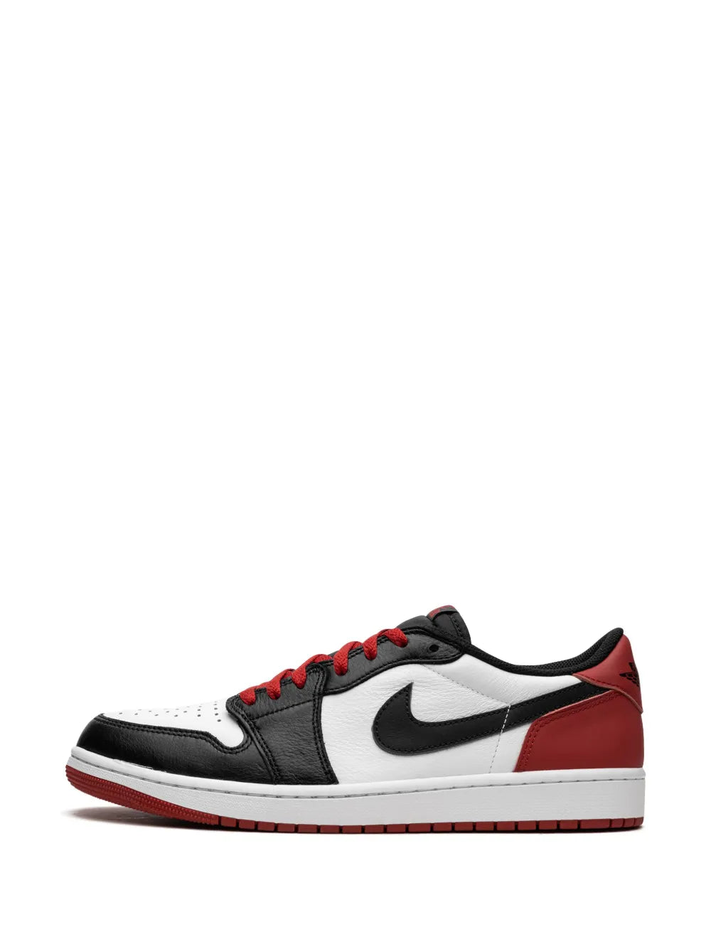 Air Jordan 1 Low Og Black Toe Sneakers — White/Black/Dark Red — Size US M 10.5 - US W 12 — Top View