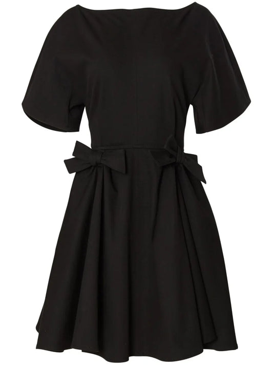 Carolina Herrera Bow Detail V Back Dress — Black — Size S — Front View