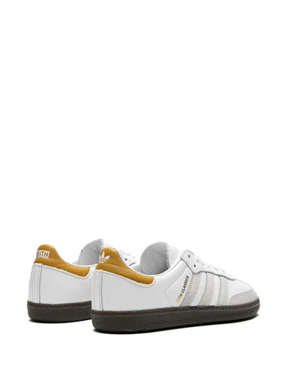 adidas X Kith Samba ?hite/Grey/Gold?Sneakers — White/Light Grey — Size US M 6 - US W 7.5 — Back View