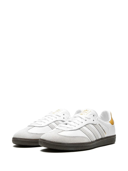 adidas X Kith Samba ?hite/Grey/Gold?Sneakers — White/Light Grey — Size US M 6 - US W 7.5 — Top View