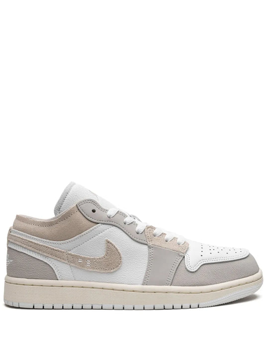 Air Jordan 1 Low Se Craft Tech Grey Sneakers — Grey/Beige/White — Size US M 9.5 - US W 11 — Front View