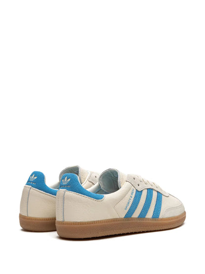 adidas X Sporty And Rich Samba Cream Blue Sneakers — Cream White/Light Blue — Size US M 9 - US W 10.5 — Back View