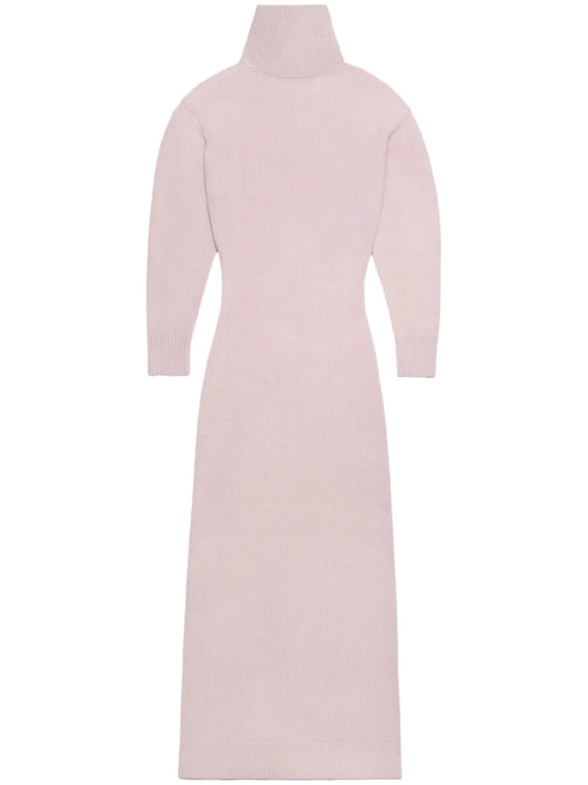 Ami Paris Elbow Patch Knitted Maxi Dress — Red/ Pink — Size S — Front View