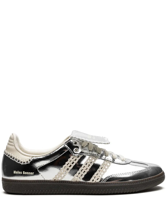 adidas X Wales Bonner Samba Sneakers — Silver-Tone — Size US M 9 - US W 10.5 — Front View