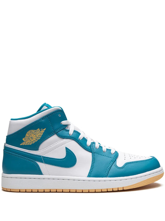 Air Jordan 1 Mid Aquatone Sneakers — Blue/White — Size US M 9.5 - US W 11 — Front View