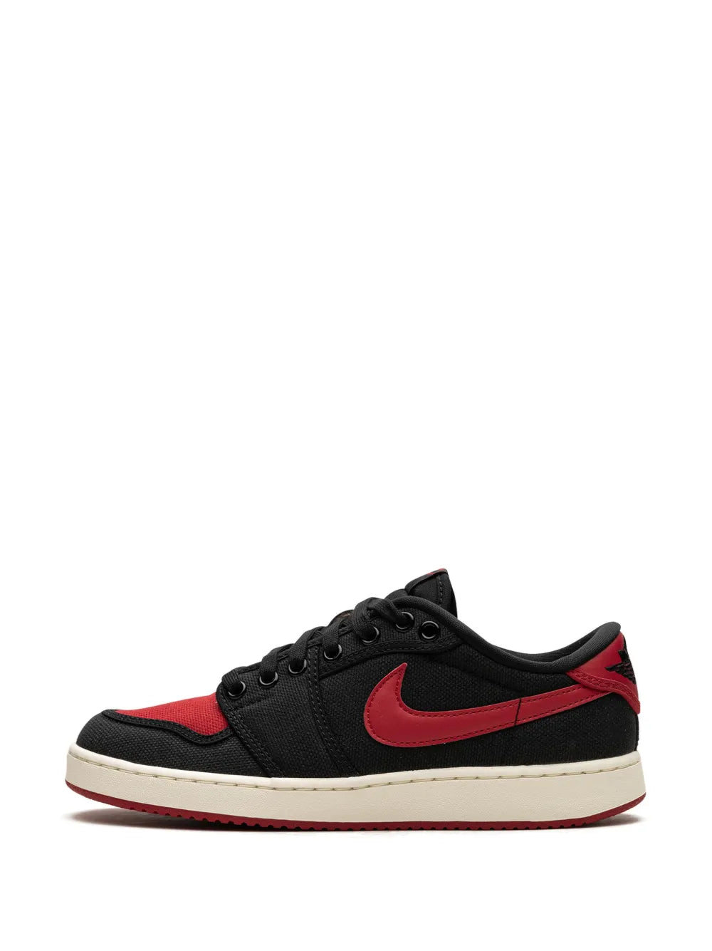 Air Jordan 1 Ko Low Bred Sneakers — Black/Red — Size US M 11.5 - US W 13 — Detail View
